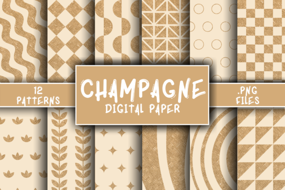 Champagne Pattern Digital Paper: Elegant, Versatile Backgrounds for Creative Professionals