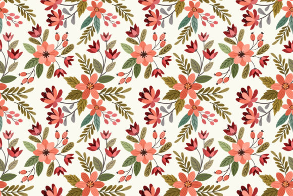 Colorful Hand Draw Flowers Pattern