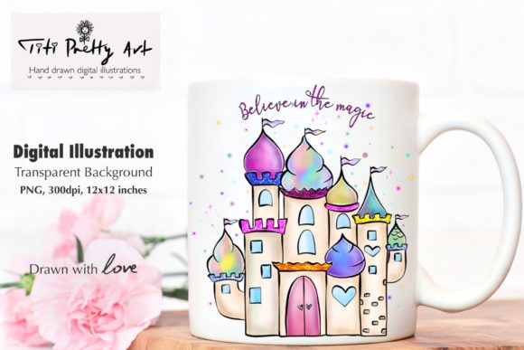 Dragon Castle Clipart, Whimsical PNG