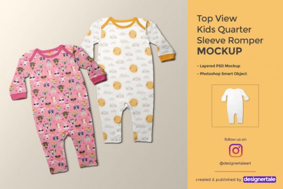 Enhancing Design Presentation with the Kids Quarter Sleeve Romper Mockup