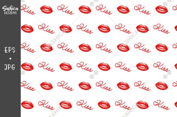 Lips and Weed Leaves Seamless Pattern