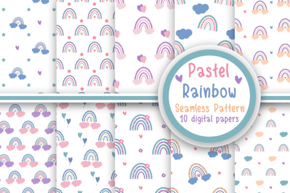 Pastel Rainbow Seamless Pattern Digital Papers: A Creative Essential for Designers and Crafters
