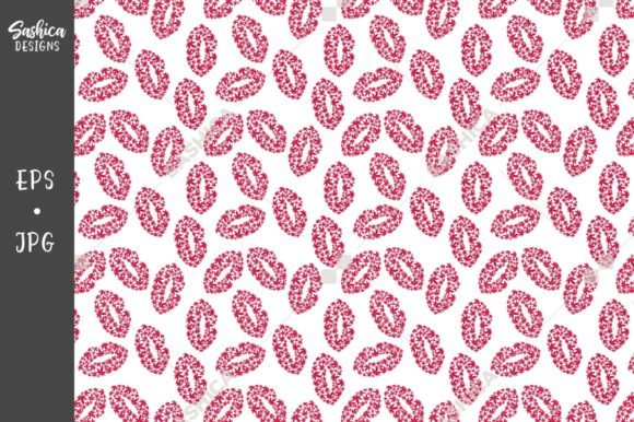 Red Lips Weed Leaves Seamless Pattern