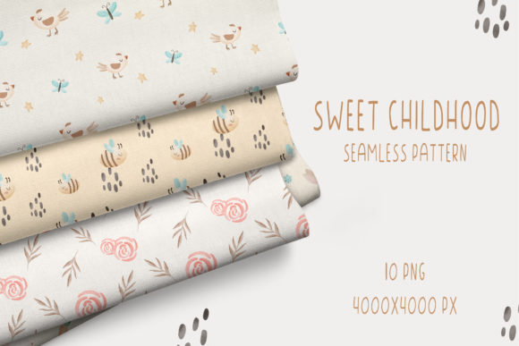Watercolor Bunny Seamless Pattern PNG